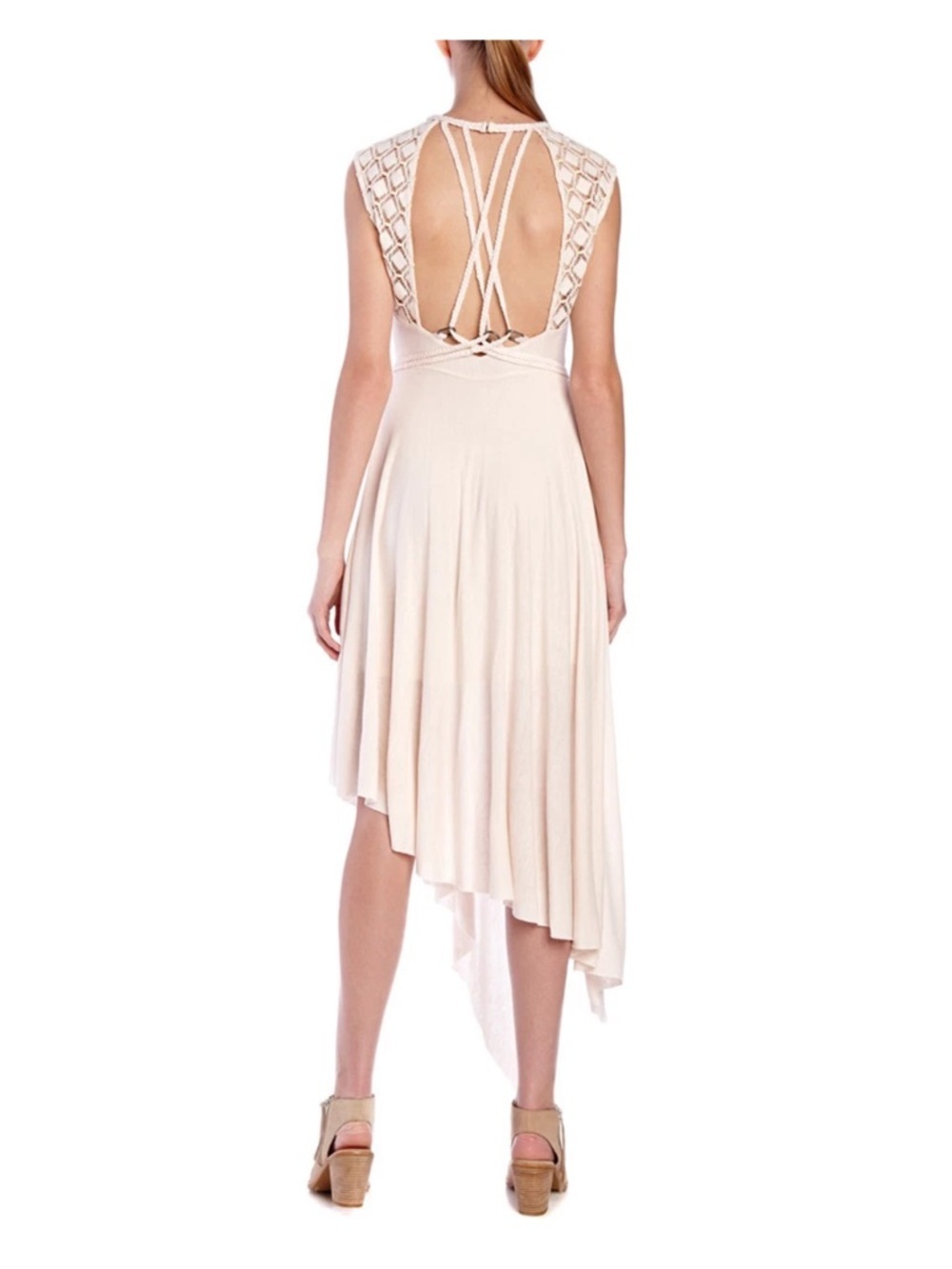 Free People Afternoon Delight Boho Lace Beachy Crochet Festival Dress Cream - Picture 4 of 8